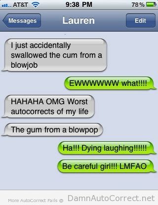 blowpop swallowing gum funny auto correct